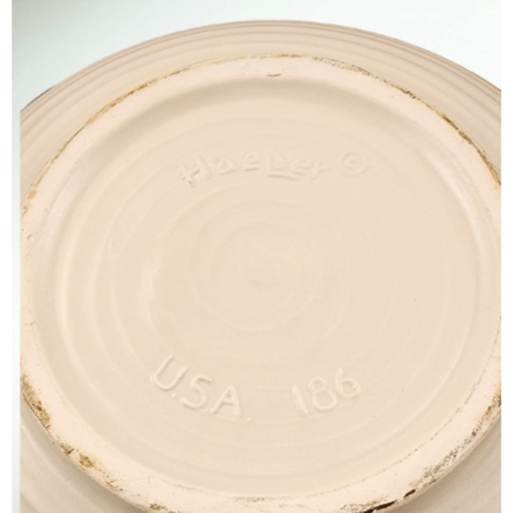 Haeger Pottery Large Serving Swirled Ribbed Bowl #186 USA With Handles - Picture 4 of 4